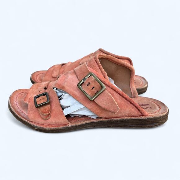 A.S.98 Tavon Leather Slide Sandals Orange Suede Buckle Eur Size 38 Boho Comfort - Picture 4 of 14
